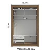 Guarda-roupa Solteiro 2Portas Correr 2 Gavetas Rustic/branco - 7