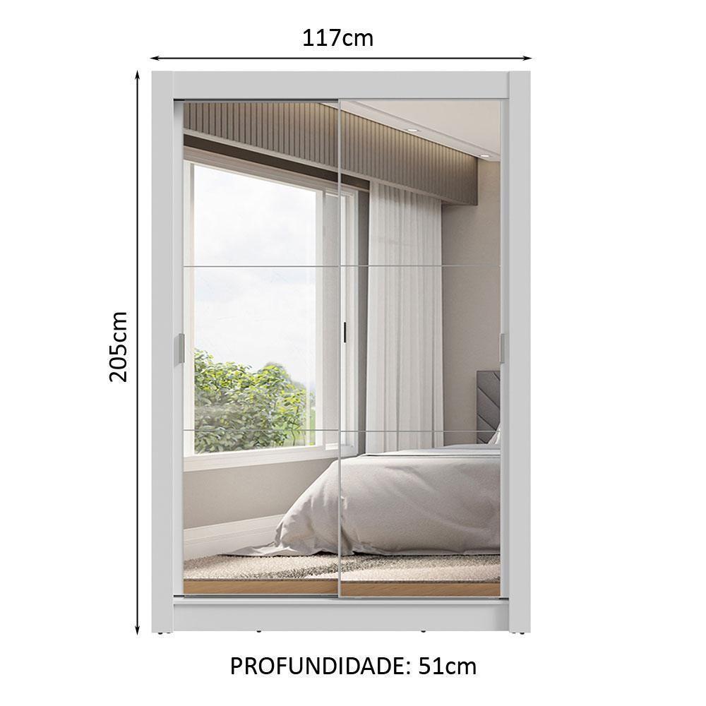 Guarda-roupa Solteiro 2 Portas Correr Espelhos 2 Gavetas - 7