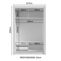 Guarda-roupa Solteiro 2 Portas Correr Espelhos 2 Gavetas - 6