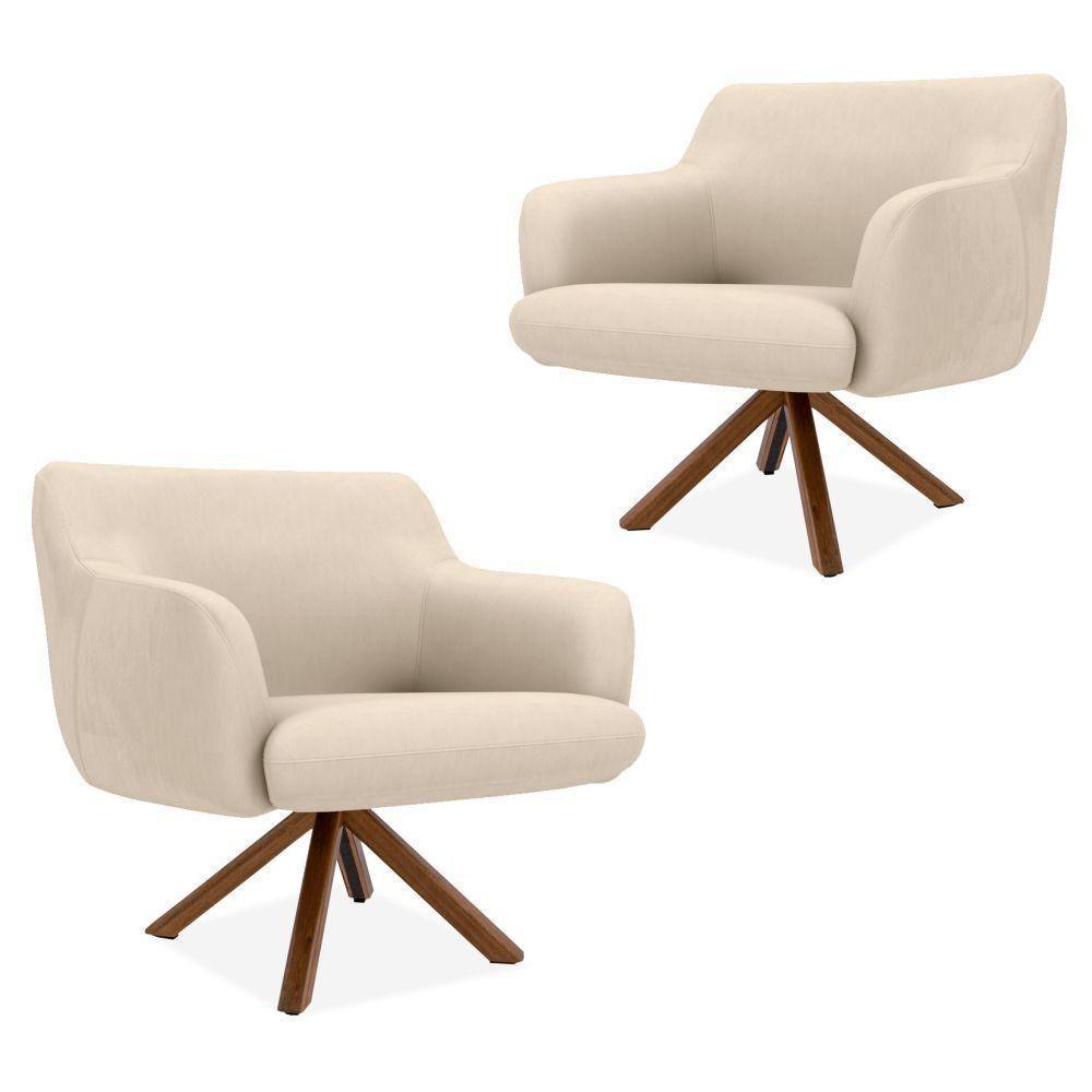 Kit 02 Poltronas Jade D02 Veludo Liso C-309 - 1