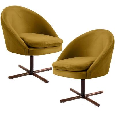 Kit 2 Poltronas Giratórias Rafa D02 Veludo Mostarda Lyam Decor