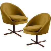 Kit 02 Poltronas Rafa D02 Veludo Mostarda C-279 - 1