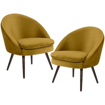 Kit 02 Poltronas Pés Palito Rafa D02 Veludo Mostarda C-279