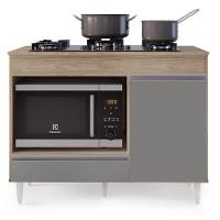 Balcão Multiuso Para Cooktop 4 Bocas Georgia Castanho/cinza - Lumil Móveis - 2