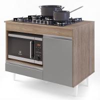 Balcão Multiuso Para Cooktop 4 Bocas Georgia Castanho/cinza - Lumil Móveis - 3