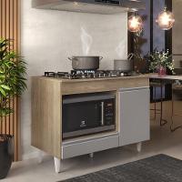 Balcão Multiuso Para Cooktop 4 Bocas Georgia Castanho/cinza - Lumil Móveis - 9