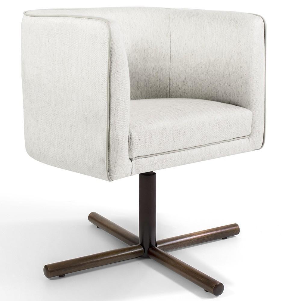 Poltrona Giratória Base X Linho Bege C-443 - 1