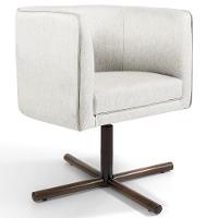 Poltrona Giratória Base X Linho Bege C-443 - 1