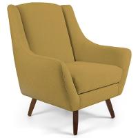 Poltrona Fixa Com Puff Pés De Madeira Veludo Mostarda C-279 - 5