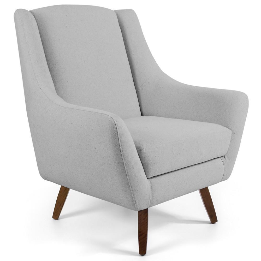 Poltrona Fixa Com Puff Pés De Madeira Linho Cru D-316 - 5