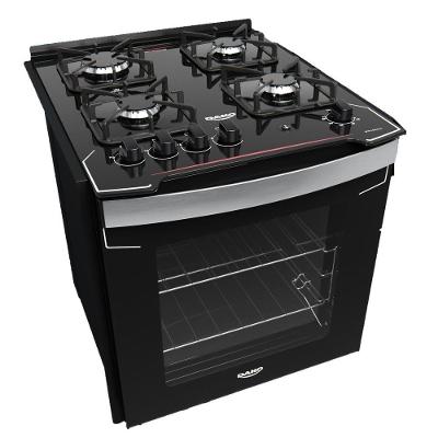 Fogão de Embutir a Gás 4 Bocas Dako Diplomata Mesa de Vidro Temperado Preto Bivolt