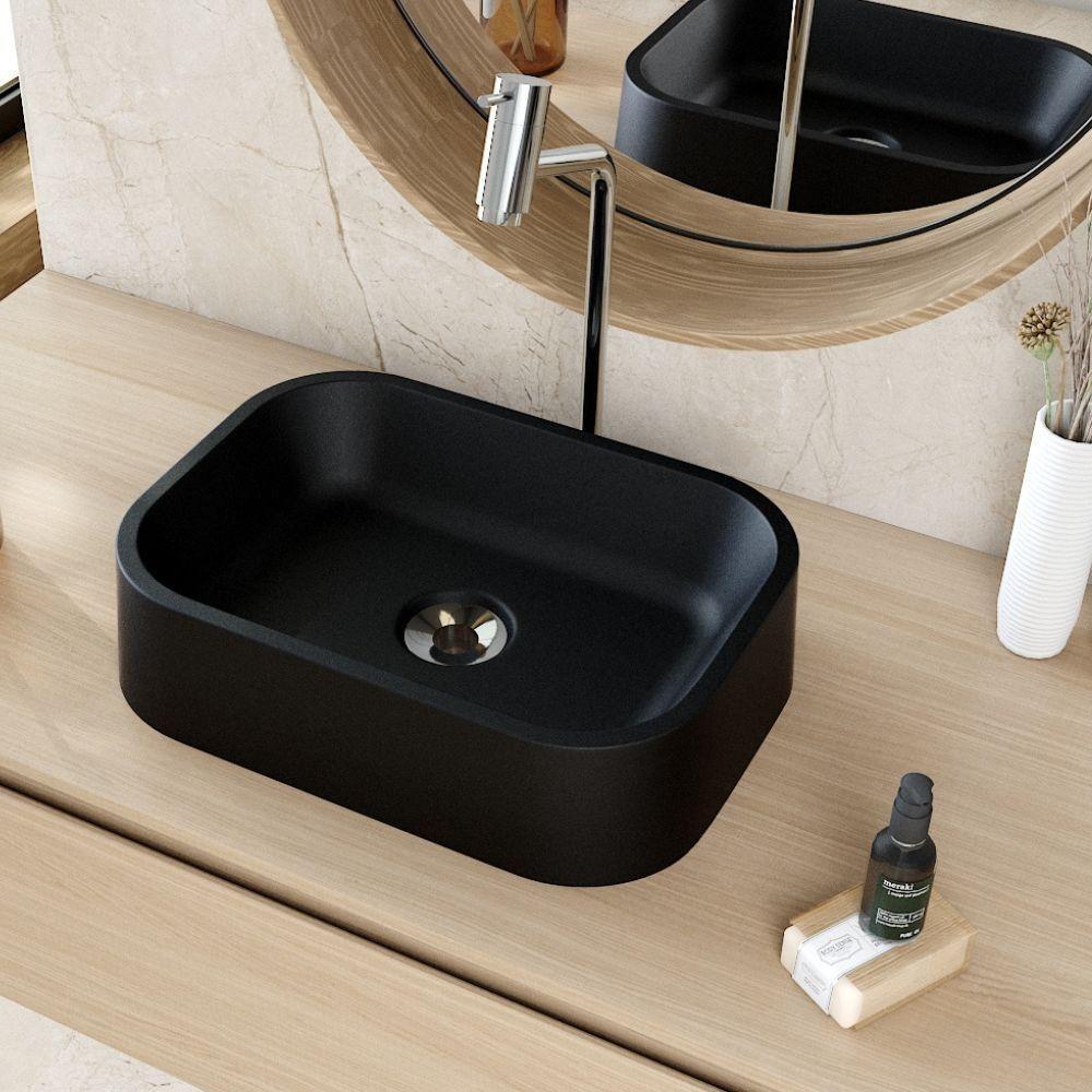 Cuba De Apoio Retangular Para Banheiro Lavabo C01 Br37w Preto Matte Fosca - Lyam - 5