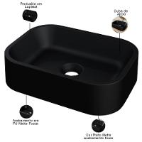 Cuba De Apoio Retangular Para Banheiro Lavabo C01 Br37w Preto Matte Fosca - Lyam - 3