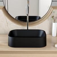 Cuba De Apoio Retangular Para Banheiro Lavabo C01 Br37w Preto Matte Fosca - Lyam