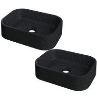 Kit 02 Cubas De Apoio Retangular Para Banheiro Lavabo C01 Br37w Preto Granit Matte - Lyam - 1