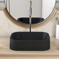 Kit 02 Cubas De Apoio Retangular Para Banheiro Lavabo C01 Br37w Preto Granit Matte - Lyam - 5