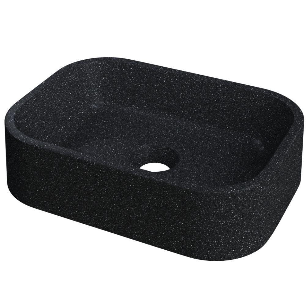 Cuba De Apoio Retangular Para Banheiro Lavabo C01 Br37w Preto Granit Matte - Lyam - 1