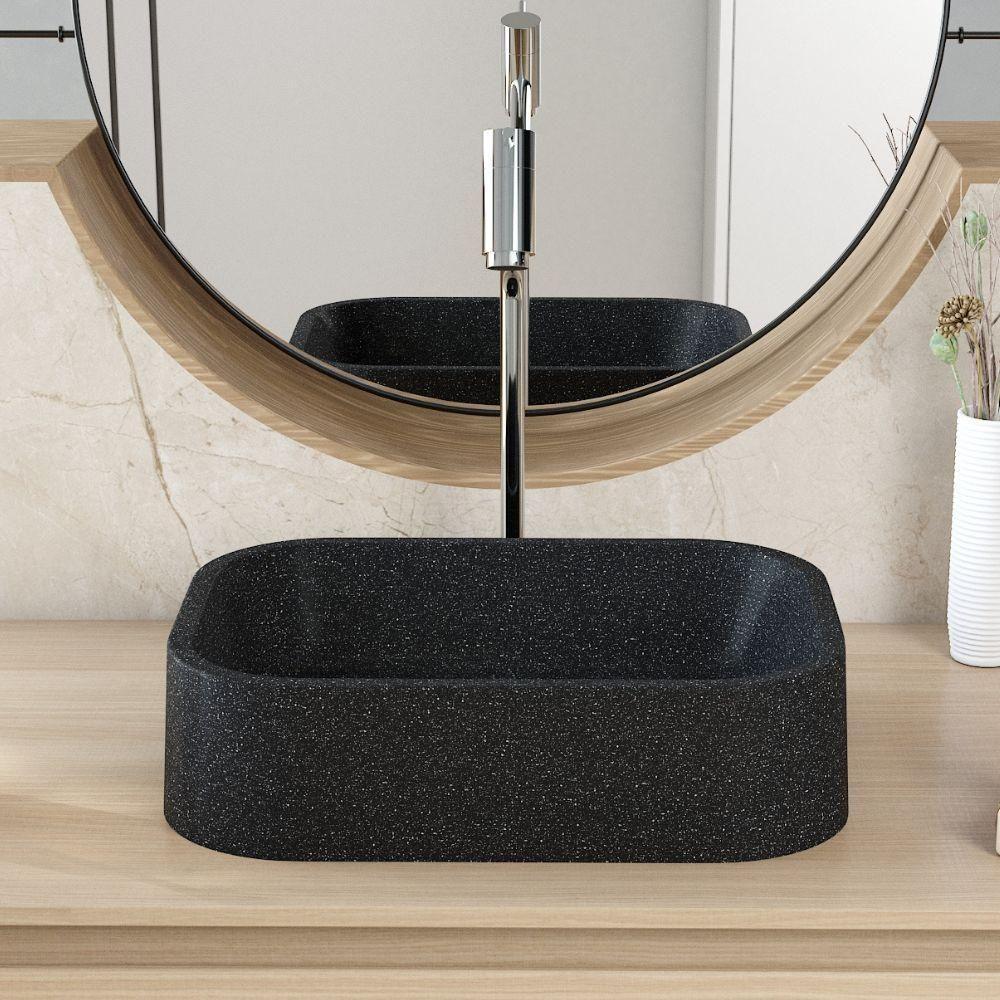Cuba De Apoio Retangular Para Banheiro Lavabo C01 Br37w Preto Granit Matte - Lyam - 4