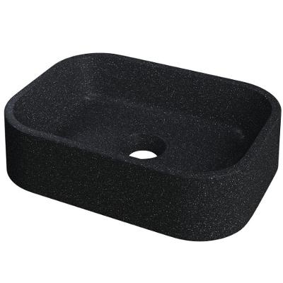 Cuba De Apoio Retangular Para Banheiro Lavabo C01 Br37w Preto Granit Matte - Lyam