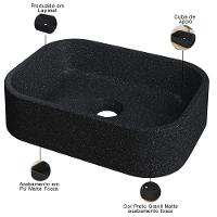 Cuba De Apoio Retangular Para Banheiro Lavabo C01 Br37w Preto Granit Matte - Lyam - 3