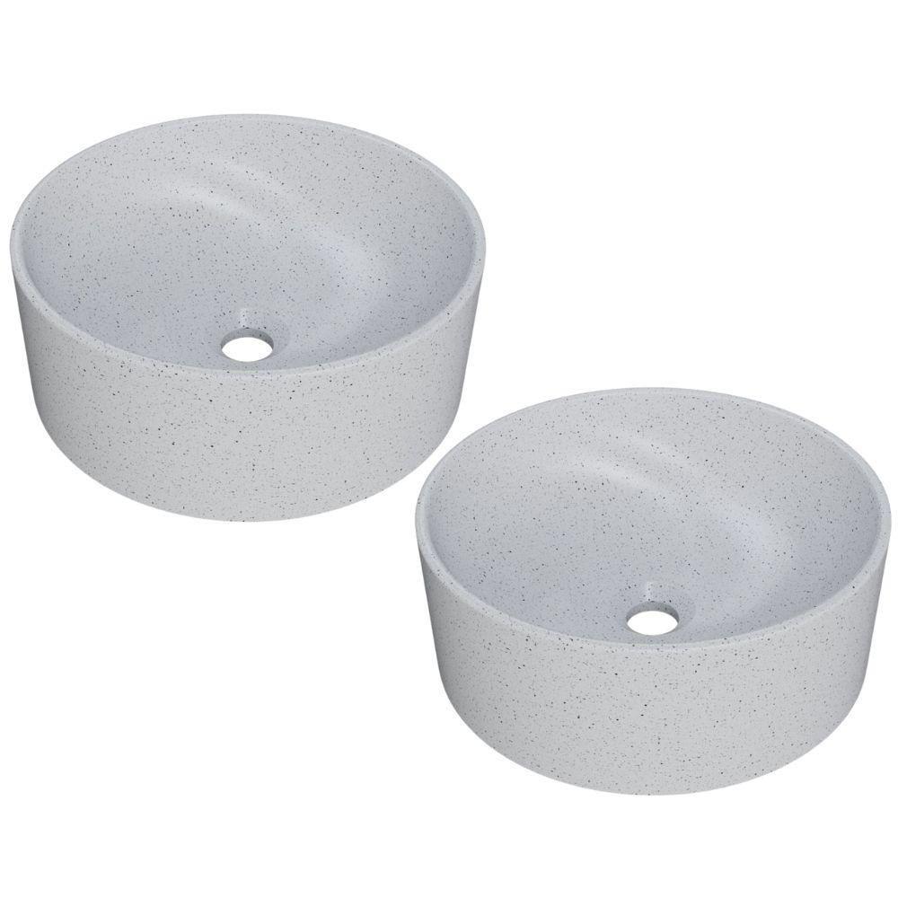 Kit 02 Cubas De Apoio Redonda Para Banheiro Lavabo C01 Bl34w Branco Granit Matte - Lyam - 1