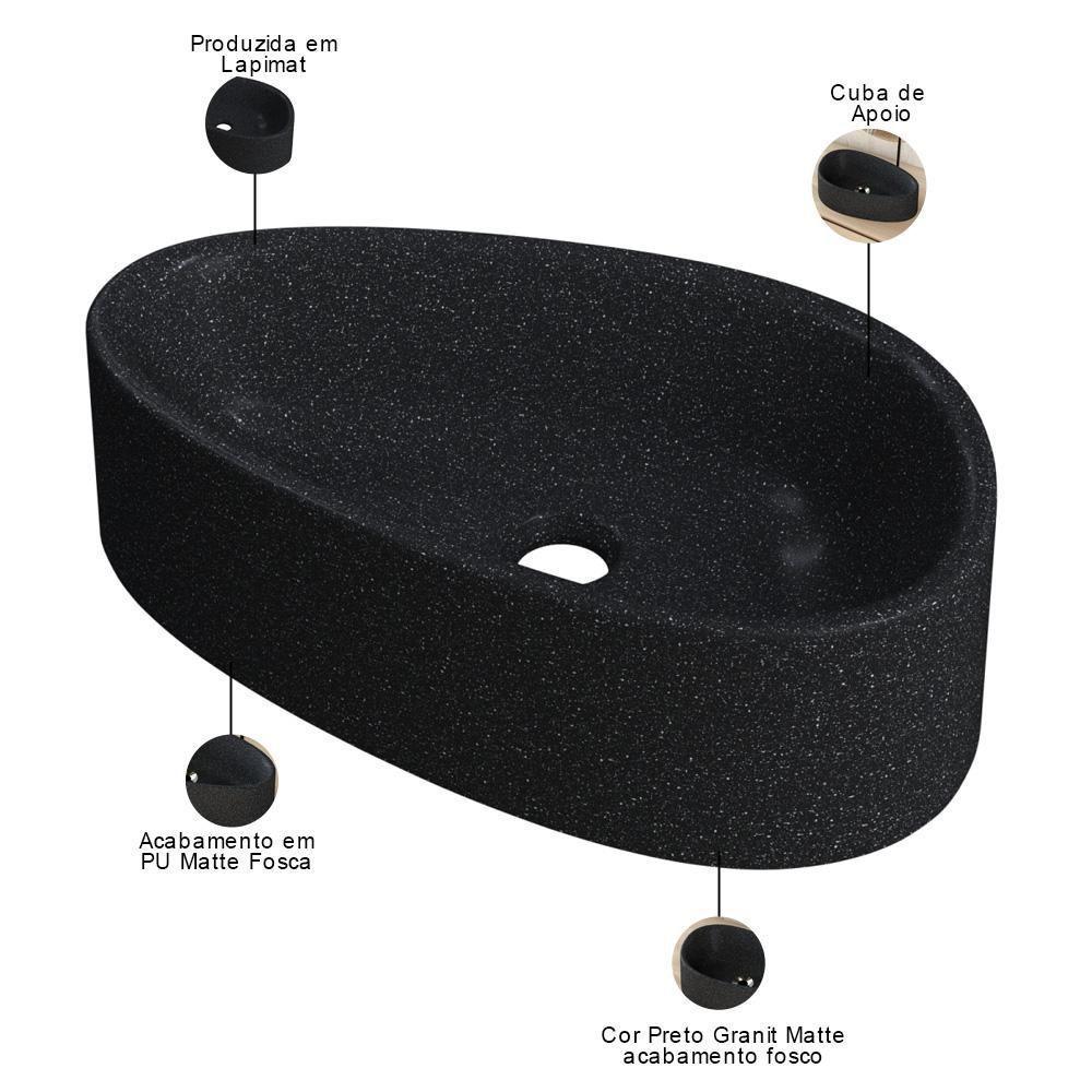Cuba De Apoio Gota Para Banheiro Lavabo C01 Bg43w Preto Granit Matte - Lyam - 3