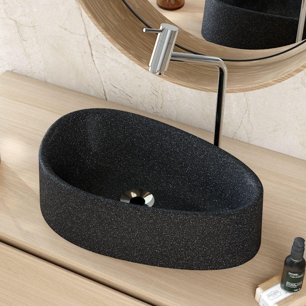 Cuba De Apoio Gota Para Banheiro Lavabo C01 Bg43w Preto Granit Matte - Lyam - 5