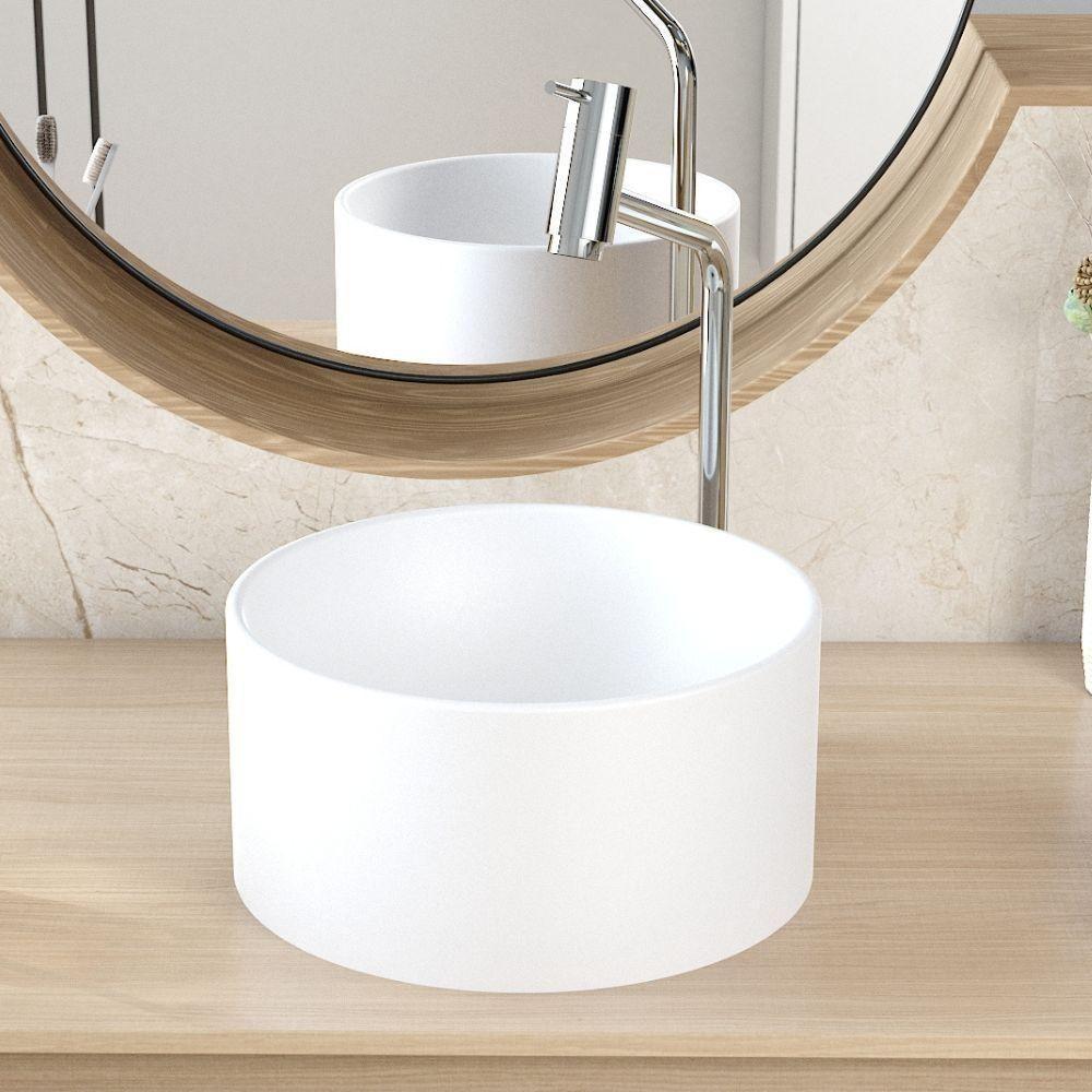 Cuba De Apoio Redonda Para Banheiro Lavabo C01 Bl30w Branca Matte Fosca - Lyam - 4