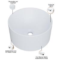 Cuba De Apoio Redonda Para Banheiro Lavabo C01 Bl30w Branca Matte Fosca - Lyam - 3