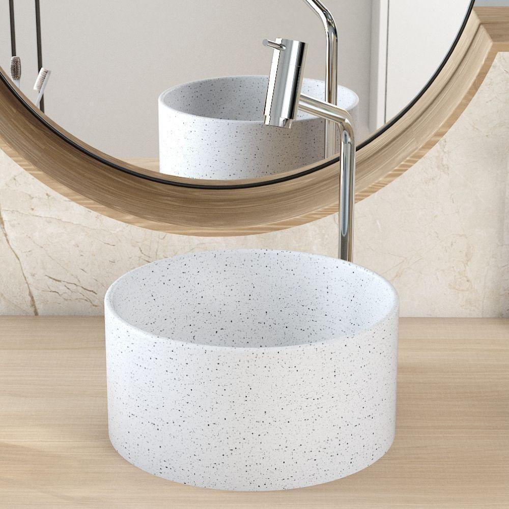 Cuba De Apoio Redonda Para Banheiro Lavabo C01 Bl30w Branco Granit Matte - Lyam - 4