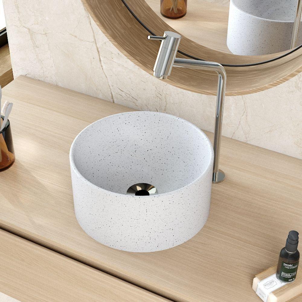 Cuba De Apoio Redonda Para Banheiro Lavabo C01 Bl30w Branco Granit Matte - Lyam - 5