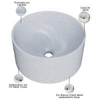 Cuba De Apoio Redonda Para Banheiro Lavabo C01 Bl30w Branco Granit Matte - Lyam - 3