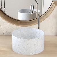 Cuba De Apoio Redonda Para Banheiro Lavabo C01 Bl30w Branco Granit Matte - Lyam