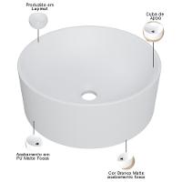 Cuba De Apoio Redonda Para Banheiro Lavabo C01 Bl34w Branca Matte Fosca - Lyam - 3