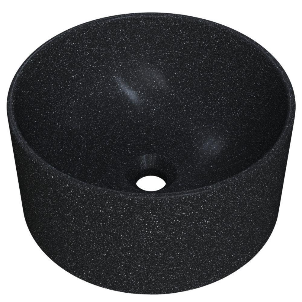Cuba De Apoio Redonda Para Banheiro Lavabo C01 Bl30w Preto Granit Matte - Lyam - 1