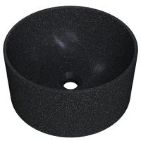 Cuba De Apoio Redonda Para Banheiro Lavabo C01 Bl30w Preto Granit Matte - Lyam - 1