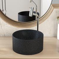 Cuba De Apoio Redonda Para Banheiro Lavabo C01 Bl30w Preto Granit Matte - Lyam