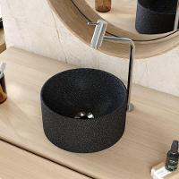 Cuba De Apoio Redonda Para Banheiro Lavabo C01 Bl30w Preto Granit Matte - Lyam - 5