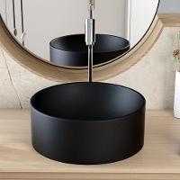 Cuba De Apoio Redonda Para Banheiro Lavabo C01 Bl34w Preto Matte Fosca - Lyam