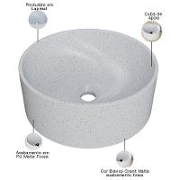 Cuba De Apoio Redonda Para Banheiro Lavabo C01 Bl34w Branco Granit Matte - Lyam - 3