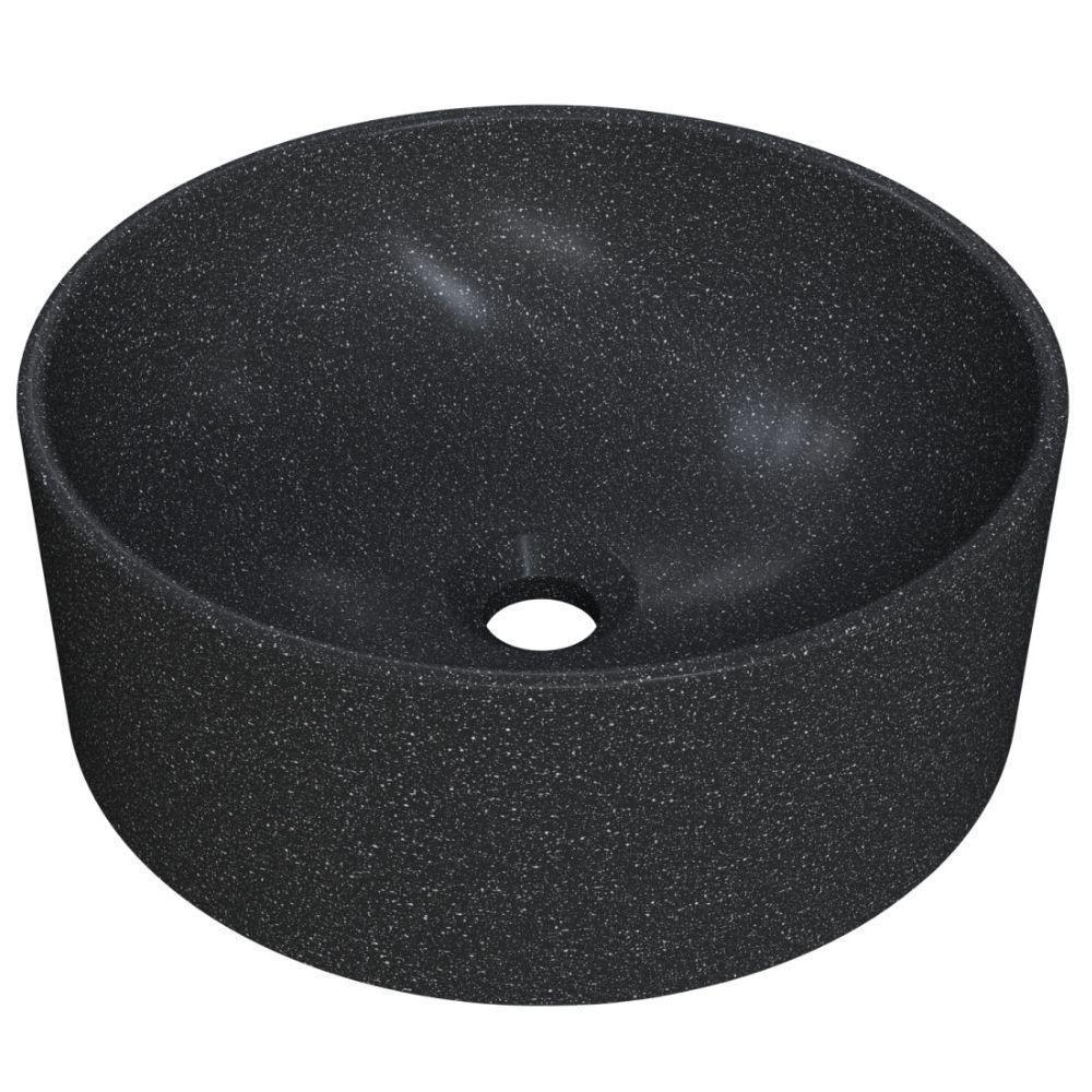Cuba De Apoio Redonda Para Banheiro Lavabo C01 Bl34w Preto Granit Matte - Lyam - 1