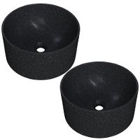 Kit 02 Cubas De Apoio Redonda Para Banheiro Lavabo C01 Bl30w Preto Granit Matte - Lyam - 1