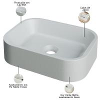 Cuba De Apoio Retangular Para Banheiro Lavabo C01 Br37w Cinza Matte Fosca - Lyam - 3