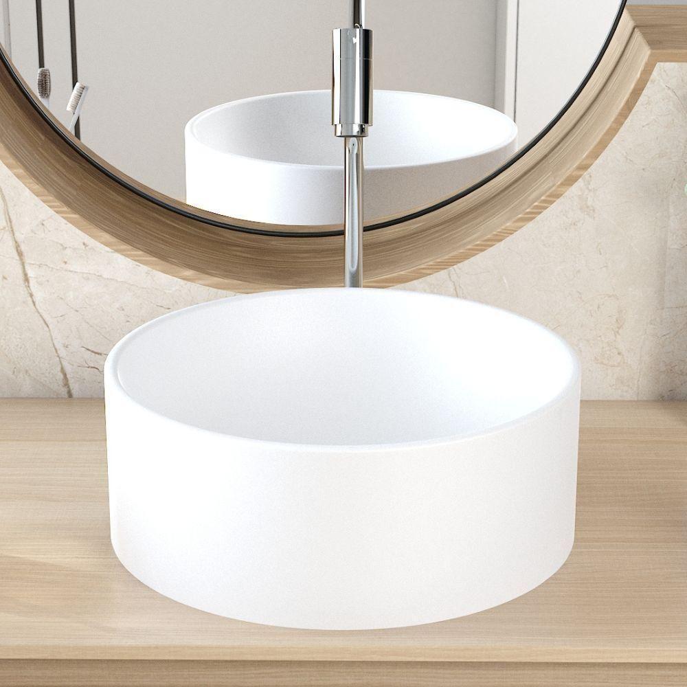 Kit 02 Cubas De Apoio Redonda Para Banheiro Lavabo C01 Bl34w Branca Matte Fosca - Lyam - 5