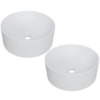 Kit 02 Cubas De Apoio Redonda Para Banheiro Lavabo C01 Bl34w Branca Matte Fosca - Lyam - 1