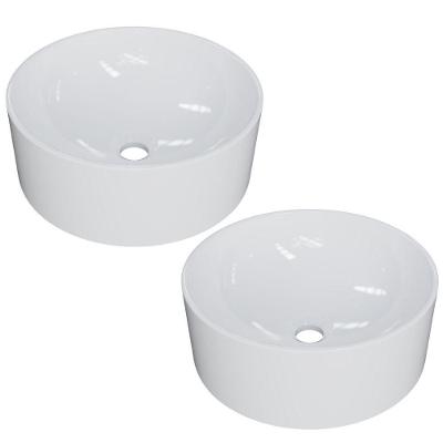 Kit 02 Cubas De Apoio Redonda Para Banheiro Lavabo C01 Bl34w Branco - Lyam