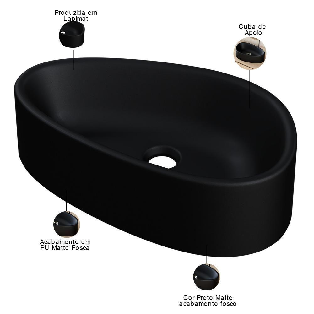 Cuba De Apoio Gota Para Banheiro Lavabo C01 Bg43w Preto Matte Fosca - Lyam - 3