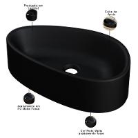 Cuba De Apoio Gota Para Banheiro Lavabo C01 Bg43w Preto Matte Fosca - Lyam - 3