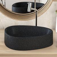 Kit 02 Cubas De Apoio Gota Para Banheiro Lavabo C01 Bg43w Preto Granit Matte - Lyam - 5