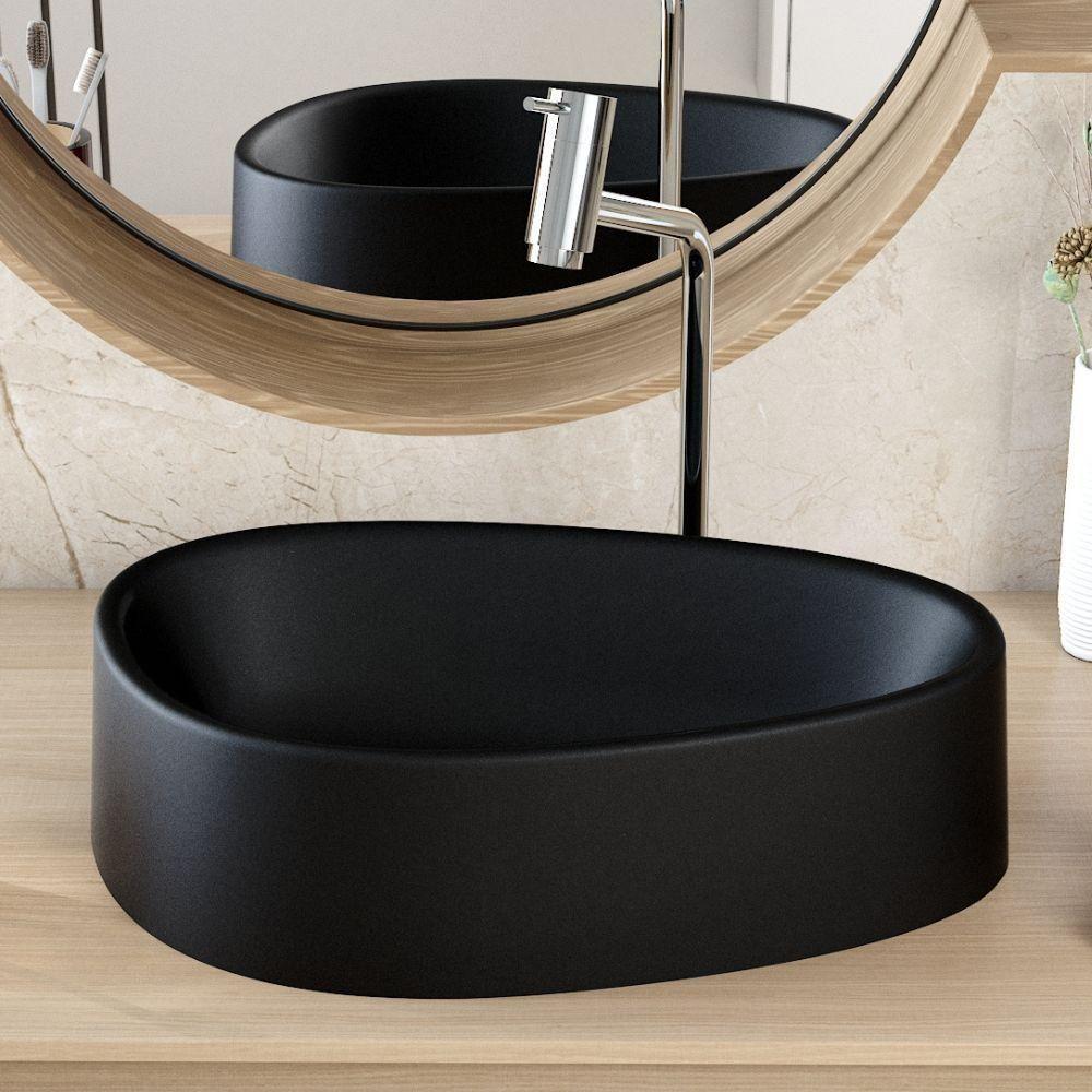 Kit 02 Cubas De Apoio Gota Para Banheiro Lavabo C01 Bg43w Preto Matte Fosca - Lyam - 5